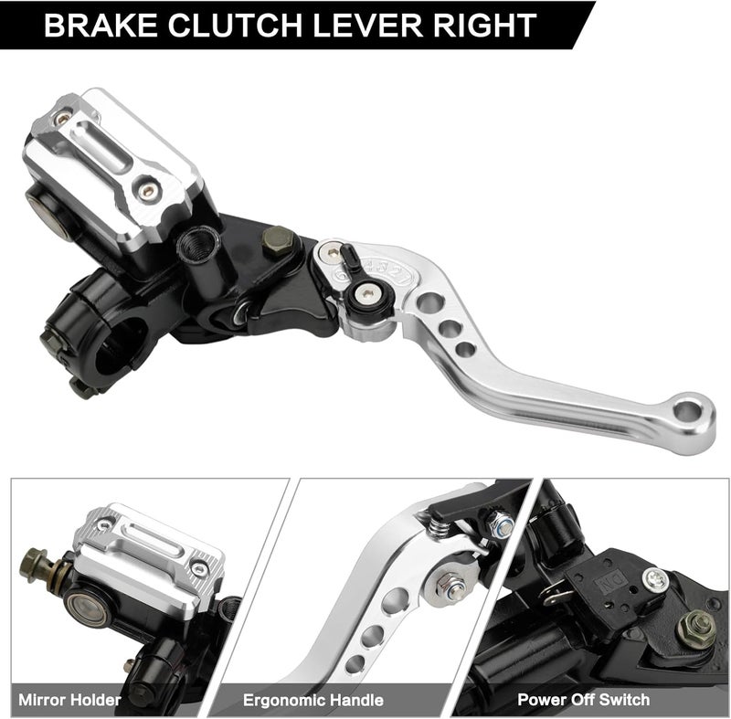 RIDLOG Universal CNC Motorcycle 7/8" 22mm Handlebar Brake Master Cylinder Clutch Lever, Dirt Bike Mini Bike Brake Lever, Brake and Clutch Lever Set Fit for Honda Kawasaki Suzuki Yamaha (Silver) - Image 3